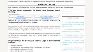 TTD User Login Registration for Online Seva Darshan Rooms Booking ...