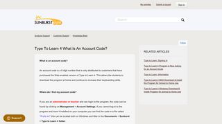 Type to Learn 4 What is an account code? – Sunburst Support
