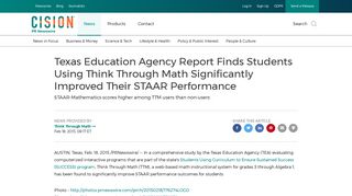 Texas Education Agency Report Finds Students Using Think Through ...