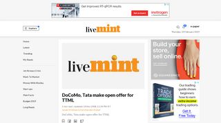 DoCoMo, Tata make open offer for TTML - Livemint