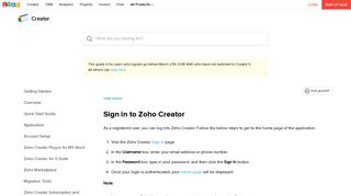 Sign in to your Zoho Creator account