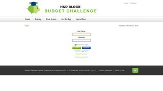 H&R Block Budget Challenge > Login