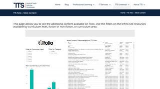 TTS Folio - More Content | TTS | Simplifying digital learning