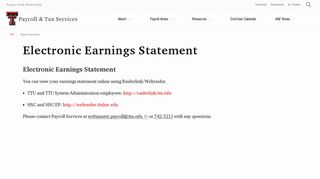 Electronic Earnings Statement | Payroll Services | TTU