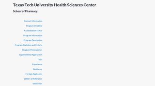 Texas Tech University Health Sciences Center - PharmCAS