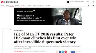 Isle of Man TT 2018 results: Peter Hickman clinches his first ever win ...