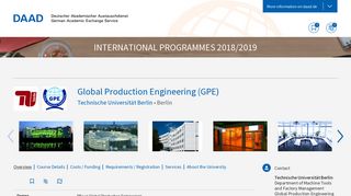 Global Production Engineering (GPE) - DAAD
