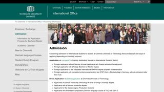 Admission | Incoming | International Office | TU Chemnitz