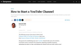 How to Start a YouTube Channel - Entrepreneur