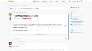 TubeMogul login problems | Adobe Community - Adobe Forums