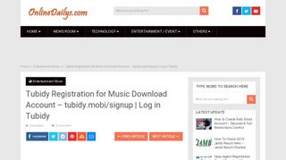 Tubidy Registration for Music Download Account - tubidy.mobi ...