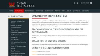 Online payment system - Cheam High School