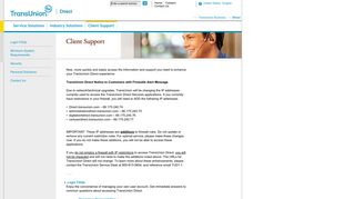 TransUnion Direct: Client Support-FAQs, Resources, Contact Us
