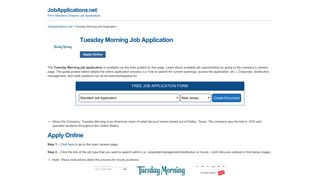 Tuesday Morning Job Application - Apply Online