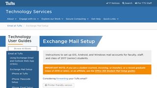 Exchange Mail Setup | Technology Services - Tufts Technology Services