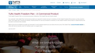 Tufts Health Freedom Plan - A Commercial Product