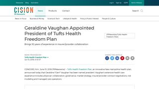 Geraldine Vaughan Appointed President of Tufts Health Freedom Plan