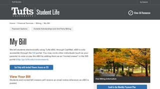My Bill | Tufts Student Services