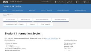 Student Information System | Tufts Public Health