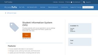 Student Information System (SIS) | Access Tufts