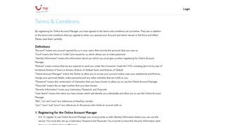 Terms and Conditions - Online Account Manager | TUI