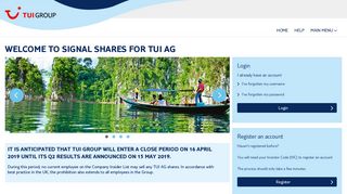 the share portal for TUI AG