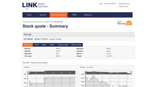 TUI AG - Share price - CAPITA Share Dealing Services