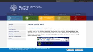 Logging into the portal | Universitas Tyrnaviensis · Trnava University in ...