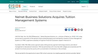 Nelnet Business Solutions Acquires Tuition Management Systems