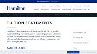 Student Accounts - View/Pay Tuition Statement - Hamilton College