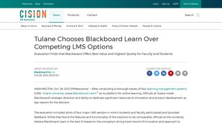 Tulane Chooses Blackboard Learn Over Competing LMS Options