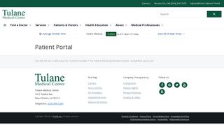 Patient Portal Login - Tulane Medical Center
