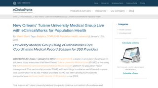 Tulane University Medical Group Live with eClinicalWorks