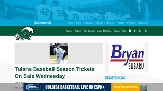 Tulane Baseball Season Tickets On Sale Wednesday ...