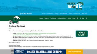 Giving Options - Tulane University Athletics