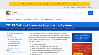 TULIP Online Licensure Application System | Texas Health and ...