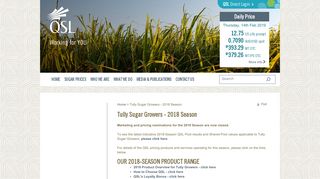 Tully Sugar Growers - 2018 Season | Queensland Sugar