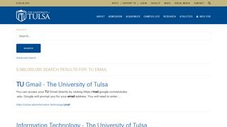 tu email - Search - The University of Tulsa