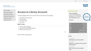Access to Library Account | TUM University Library