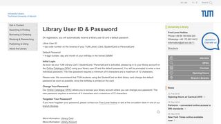 Library User ID & Password | TUM University Library