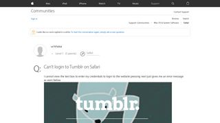 Can't login to Tumblr on Safari - Apple Community
