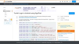 Tumblr Login in Android using SignPost - Stack Overflow