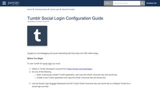 Tumblr Social Login Configuration Guide | Janrain Education Center
