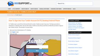 Tumblr Sign in | Tumblr Log In Help - Step by step -Tutorial - 800Support