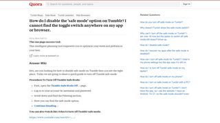 How to disable the 'safe mode' option on Tumblr - Quora