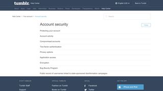 Account security – Help Center - Tumblr