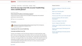 How to copy your URL on your Tumblr blog onto a mobile phone - Quora