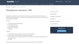 Changing your username / URL – Help Center - Tumblr