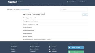 Account management – Help Center - Tumblr