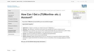 TUM IT - CIO: How can I get a (TUMonline- etc.-) account?